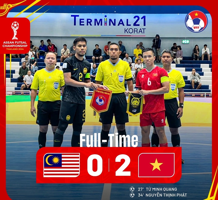 Đội tuyển futsal Việt Nam thắng Malaysia 2-0